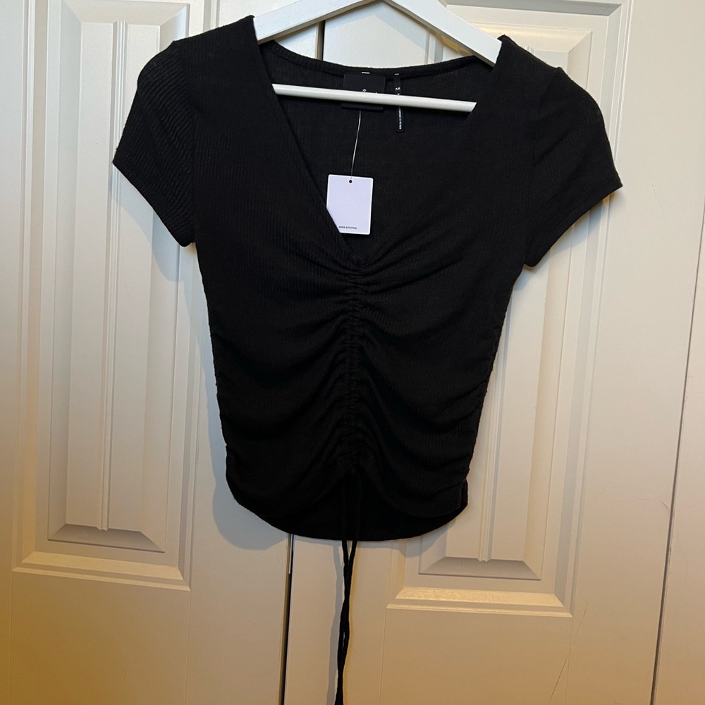 Urban Outfitters Black Ruched Crop Top New With Tags